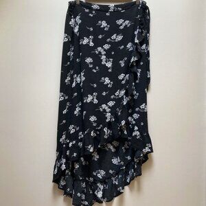 Warehouse One Black Floral Asymmetrical Maxi Skirt
